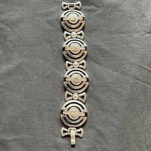 Brighton statement silver bracelet with clear rhinestones.